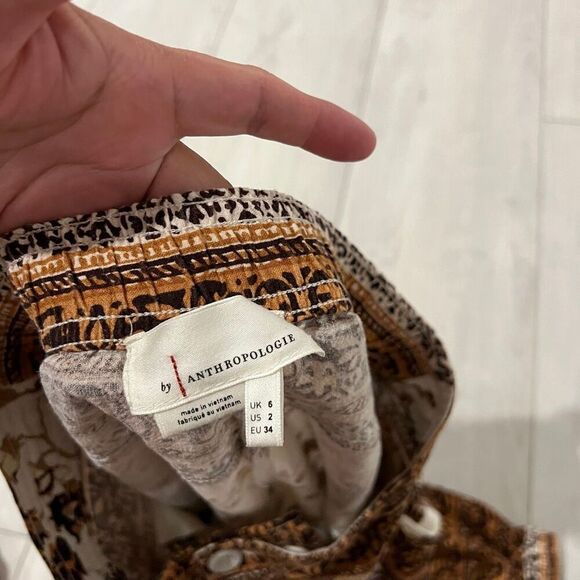 ANTHROPOLOGIE Printed Bohemian Linen Blend Side Pockets Joggers Sz 2 - Picture 7 of 10